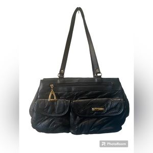 Black medium purse with gold features